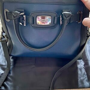 Michael Kors Navy and Black Leather Hamilton Satchel